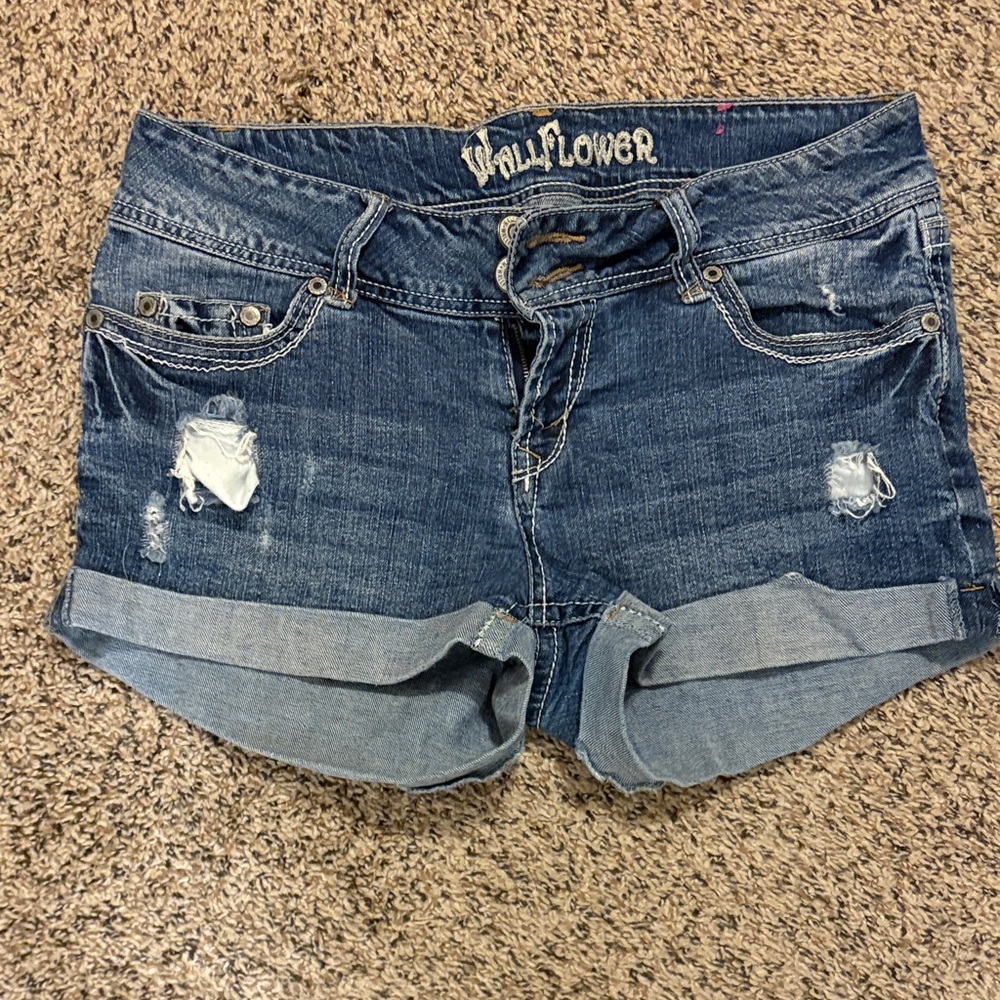 Wallflower Distressed Blue Jean Shorts
